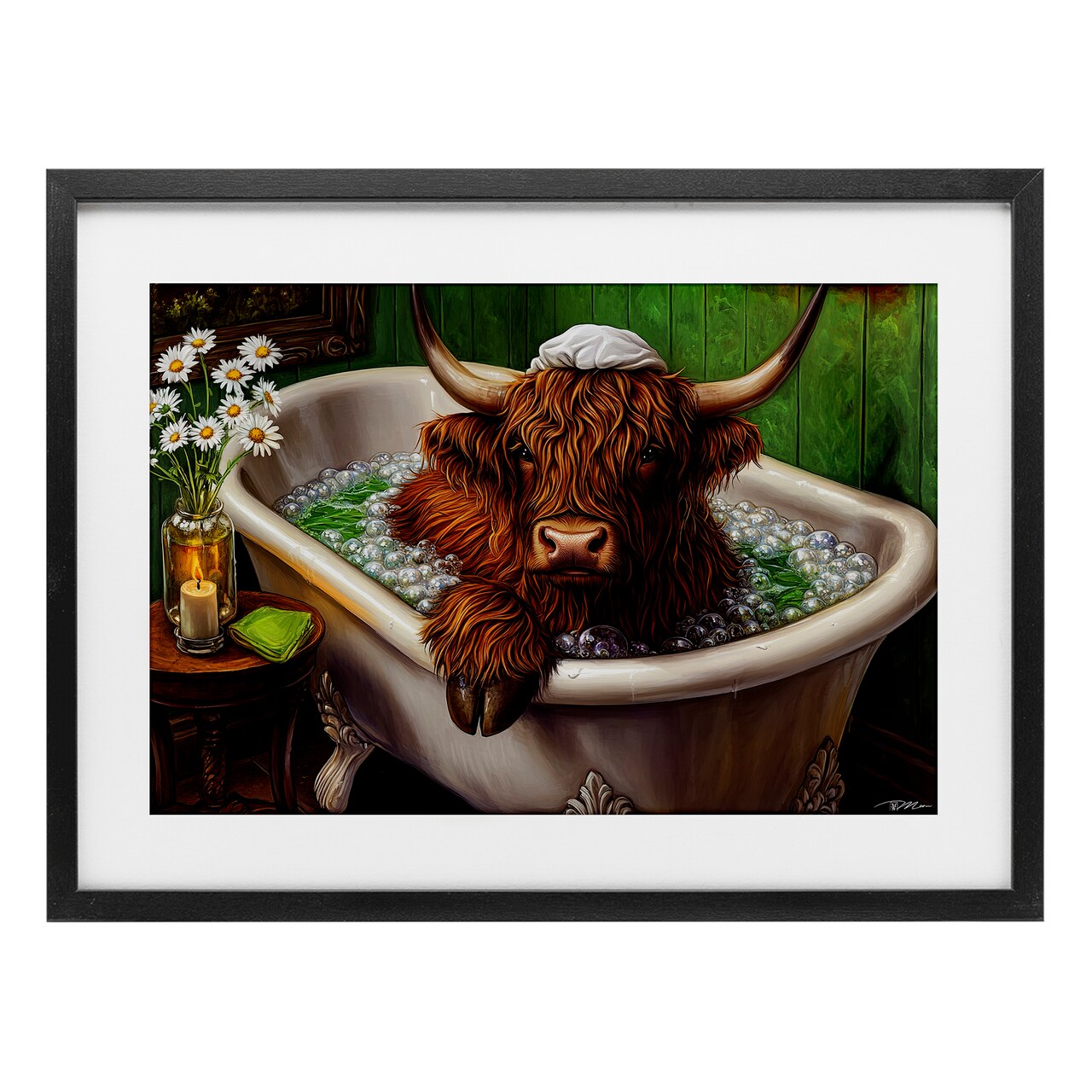 Stupell Industries Highland in Candle Lit Bubble Bath Framed Print Under Glass, design by Momart
